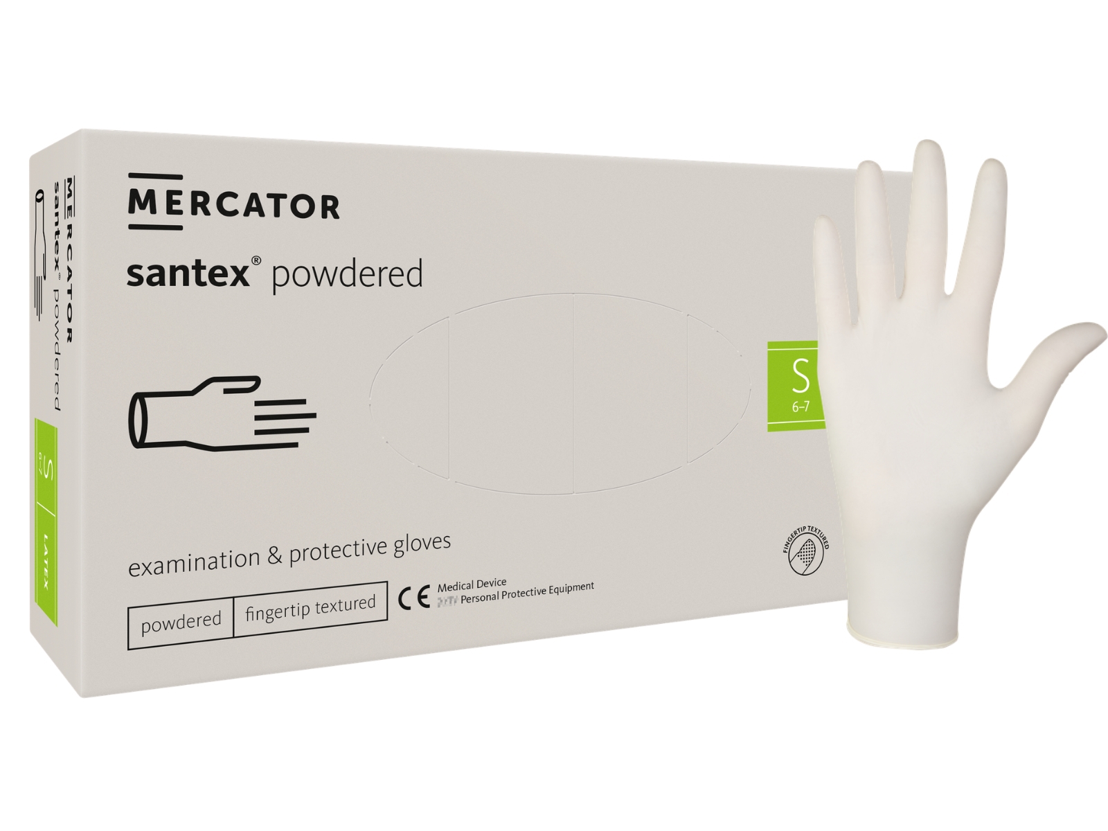 Rękawice Latex Santex S Mercator Pudrowane Txt A100